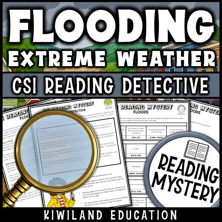 Floods reading comprehension passage and reading detective activity preview