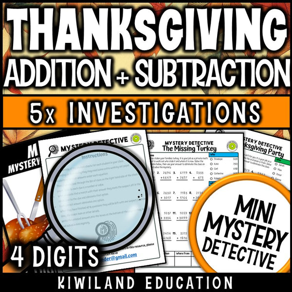 Four digit regrouping mystery detective suspect elimination