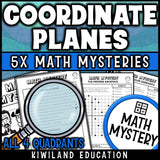 Four quadrant graphing integers coordinate grid math mystery no-prep printable