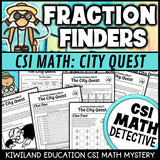 Fraction Finders City Quest CSI Math Mystery cover - fraction word problems, Grades 3-6