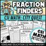 Fraction Finders City Quest CSI Math Mystery cover - fraction word problems, Grades 3-6