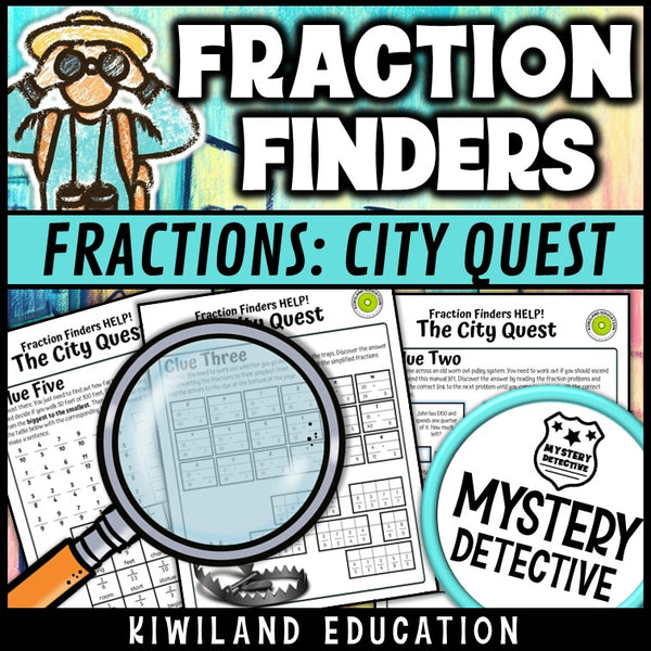Fraction math worksheets city quest printable no-prep detective case