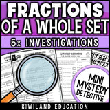 Fraction of a group bar model practice self-checking 3rd grade math center worksheets