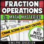 Fraction operations add subtract multiply divide math mystery worksheets cover