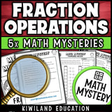 Fraction operations math mystery worksheet sample pages