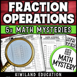 Adding subtracting multiplying dividing fractions detective math mystery activity