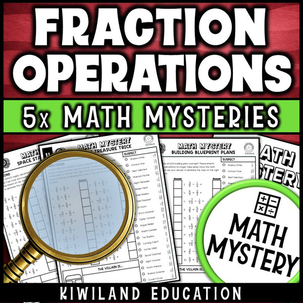 Adding subtracting multiplying dividing fractions detective math mystery activity