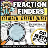 Fractions clue worksheet pages - Desert Quest CSI math mystery