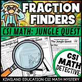 Fractions clue worksheet pages - Jungle Quest CSI math mystery