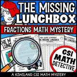 Fractions clue pages from The Missing Lunchbox CSI Math Mystery