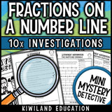 Unit fractions and fractions greater than 1 for math centers, with teacher instructions and the title page