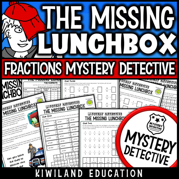 Fractions math worksheets missing lunchbox detective case cover
