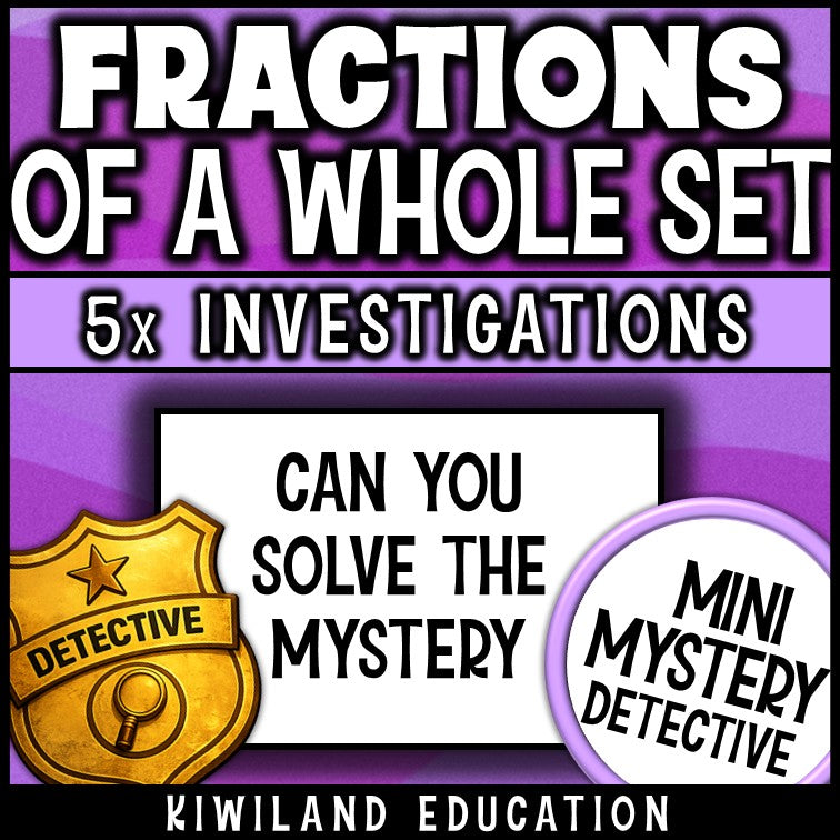 Fractions of a set or group word problems grade 3 math detective review activity