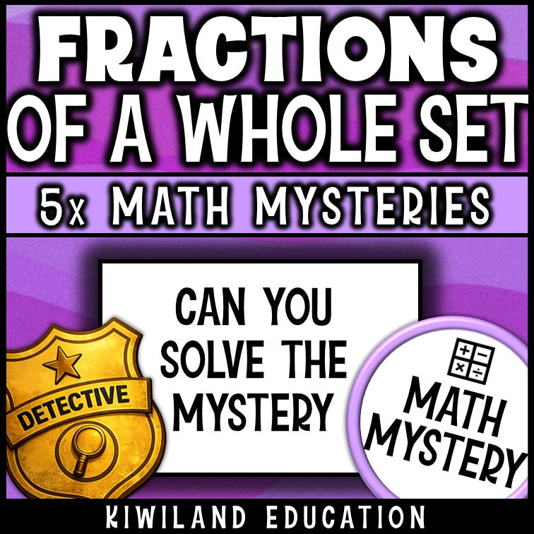 Fractions of a set or group word problems for grade 3, detective math review activity