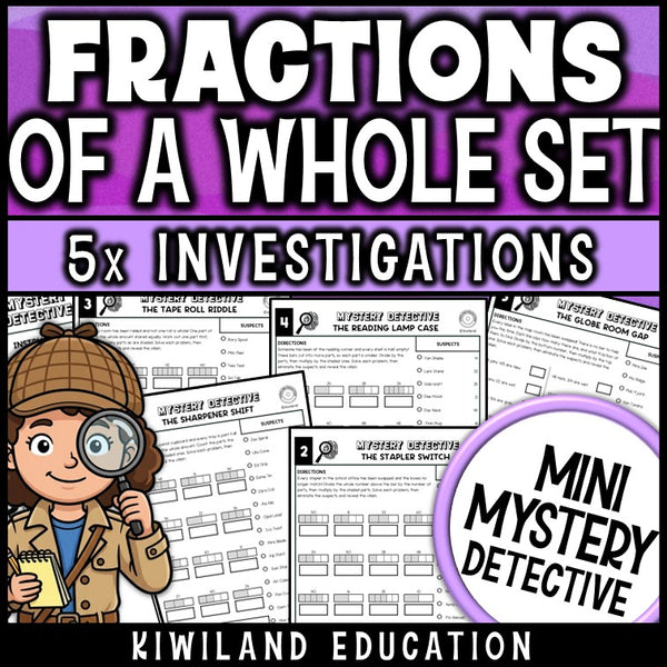 Fractions of a set worksheets 3rd grade bar model mystery detective activity