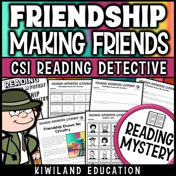Friendship and making friends reading mystery activity cover for grades 3-6