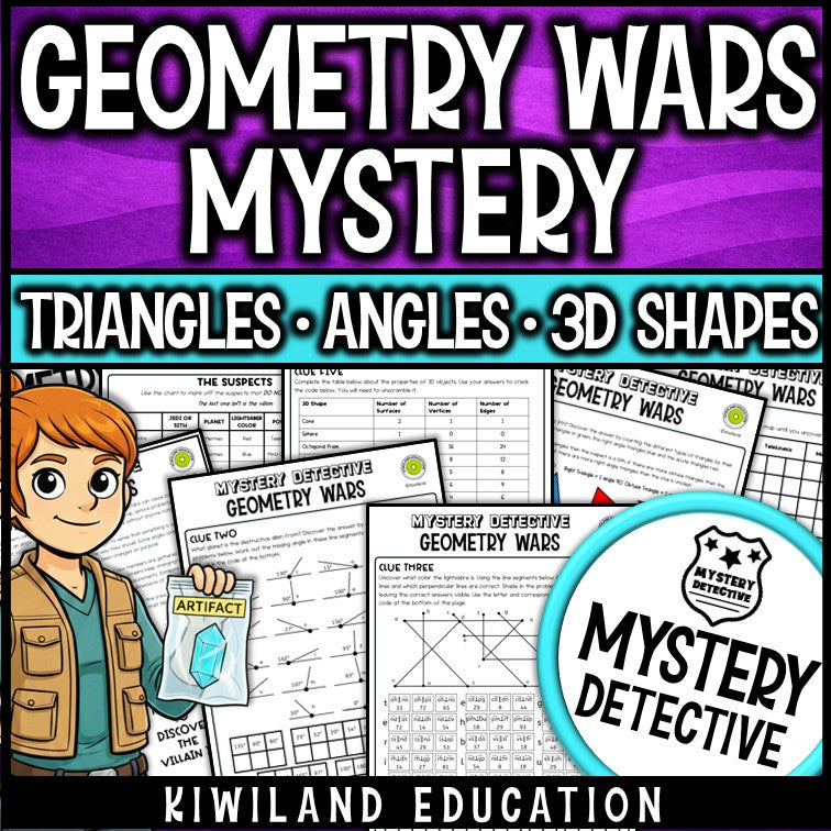 Geometry wars CSI mystery detective triangles angles 3d shapes