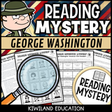 George Washington reading mystery comprehension questions worksheet with suspect line-up