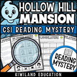 Ghosts fiction reading mystery comprehension questions worksheet with suspect line-up