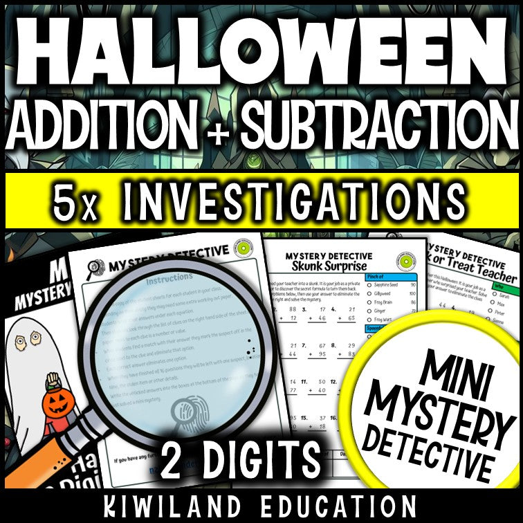Ghosts zombies witches two digit regrouping mystery detective