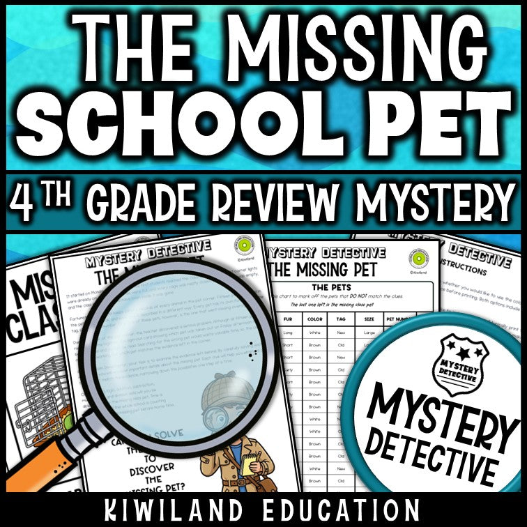 Grade 4 math review detective worksheets no-prep printable print and go activity