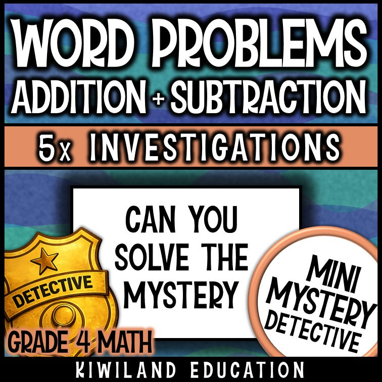 Grade 4 math word problems detective mystery sub plans early finishers