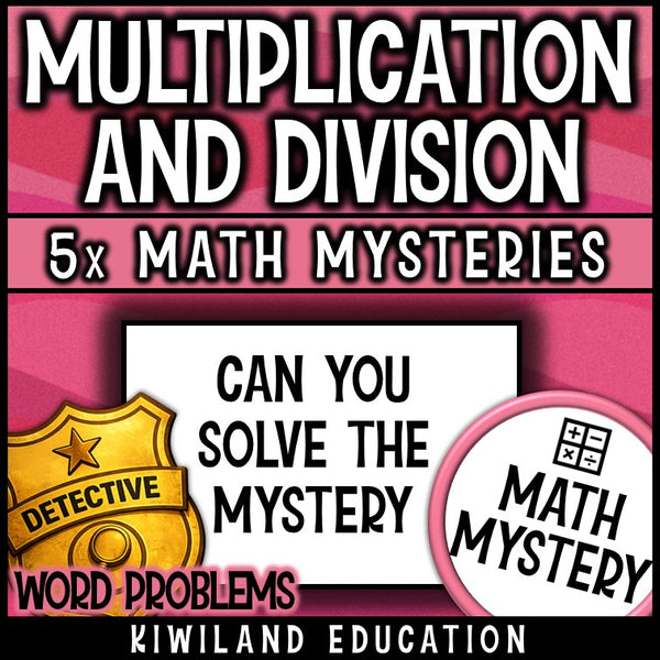 Grade 4 math word problems detective mystery sub plans, self-checking