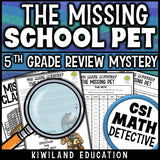 Grade 5 math mystery review with rounding and decimals, printable no-prep detective story