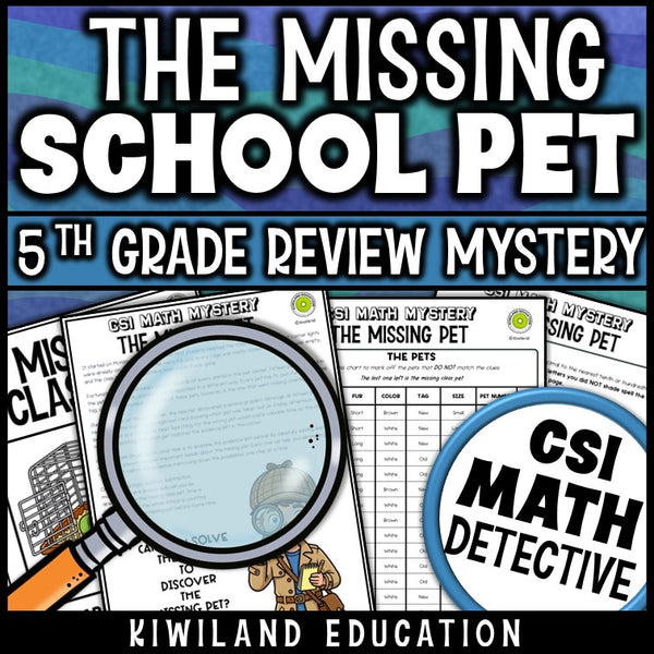 Grade 5 math mystery review with rounding and decimals, printable no-prep detective story