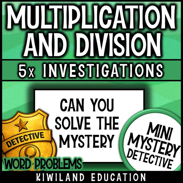 Grade 5 math word problems detective mystery sub plans self-checking