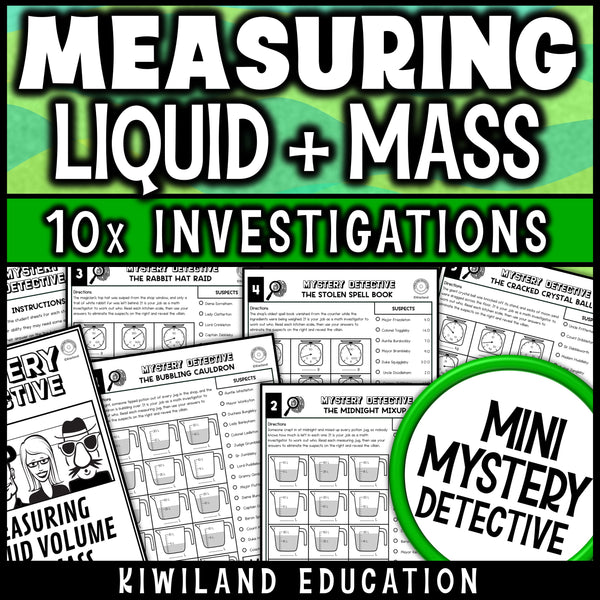 Grams and kilograms measurement worksheets for 3rd grade math, ten no prep potion shop detective cases