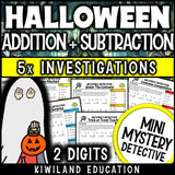 Halloween 2-digit addition and subtraction worksheets 1st 2nd grade