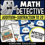 Halloween addition and subtraction within 20 scoot cards