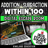 Addition and Subtraction Within 100 Digital Escape Room Halloween preview 1