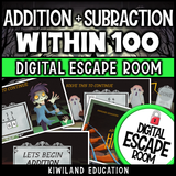 Halloween addition and subtraction escape room puzzle screen
