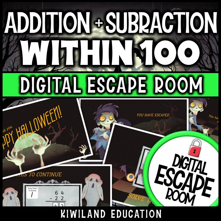Addition and Subtraction Within 100 Digital Escape Room Halloween preview 3