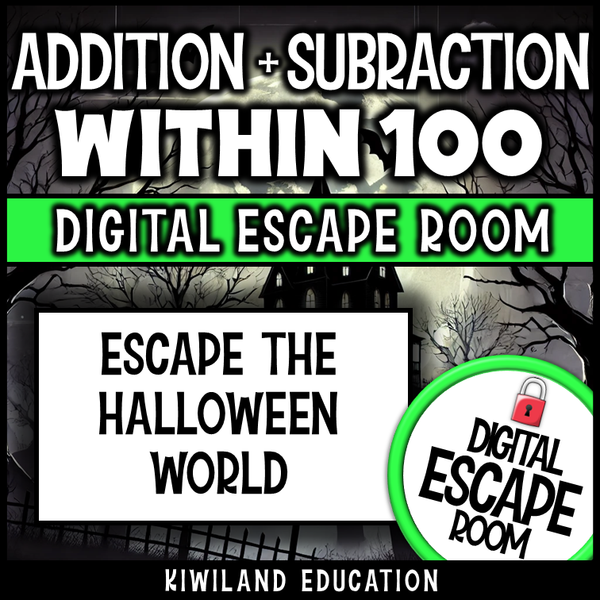 No-prep Halloween addition and subtraction math escape room activity