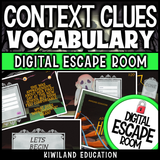 Halloween context clues escape room puzzle screen