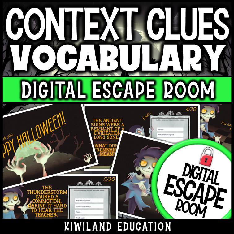 Self-checking context clues vocabulary activity for grades 4 to 7