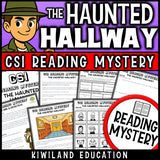 Halloween reading mystery The Haunted Hallway cover for grades 3-6