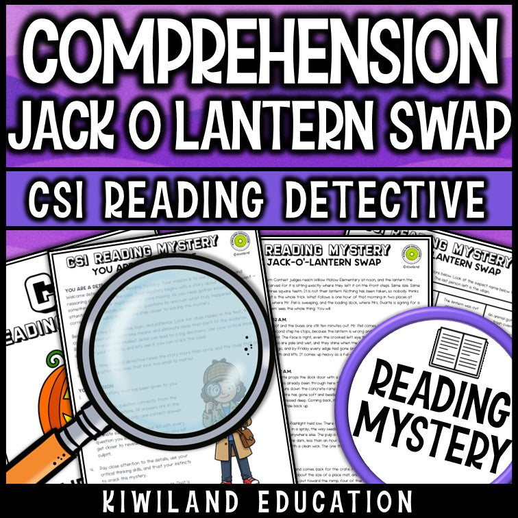 Halloween inference detective mystery reading passage, The Jack-o'-Lantern Swap printable