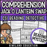 Halloween making inferences reading comprehension passages and questions mystery cover, grades 3-5