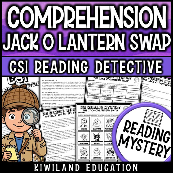 Halloween making inferences reading comprehension passages and questions mystery cover, grades 3-5