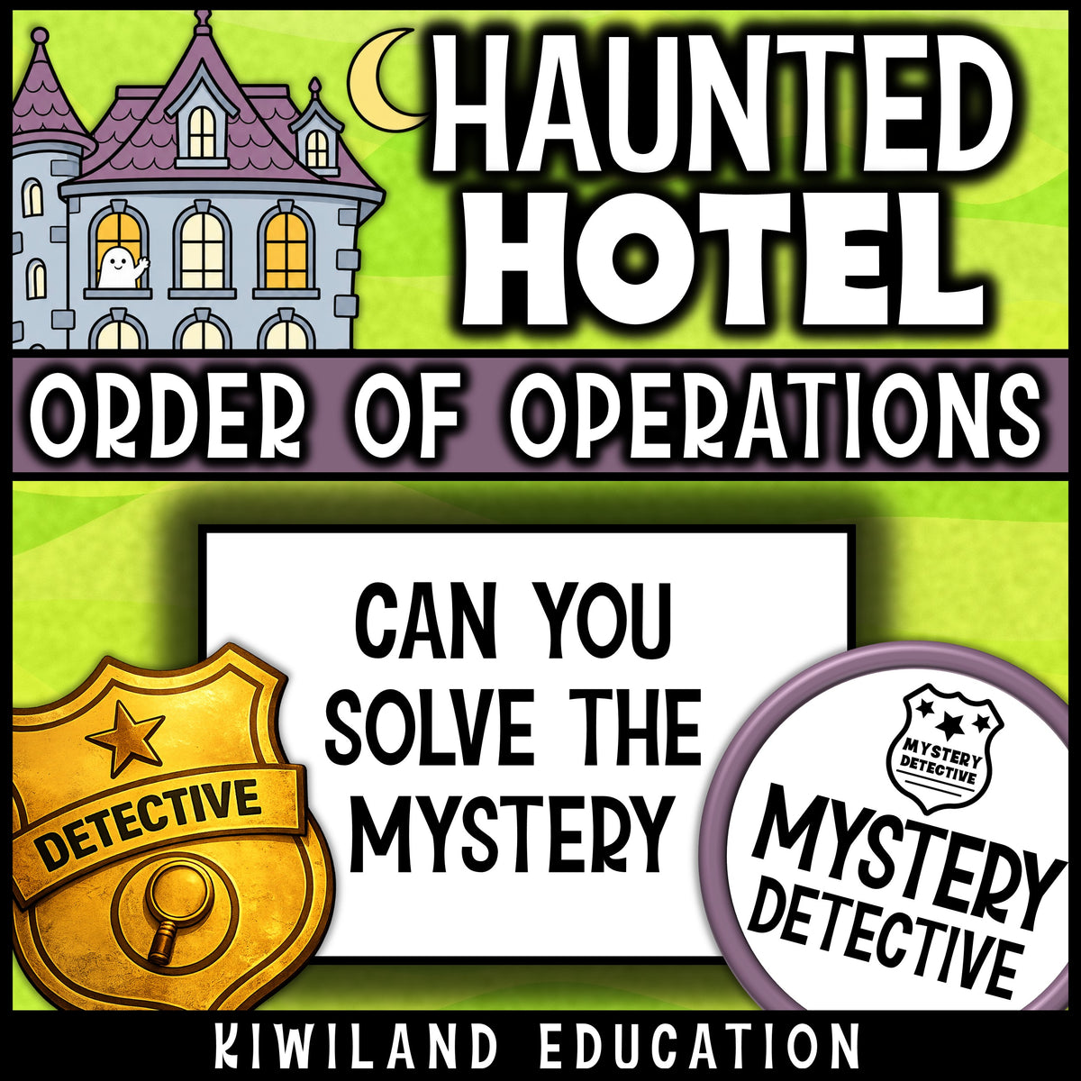 Halloween math activities order of operations CSI mystery answer keys no prep