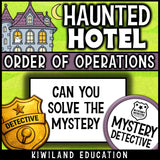 Halloween math activities order of operations CSI mystery answer keys no prep