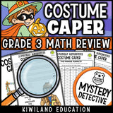 Halloween math detective story and suspect chart costume parade 3rd grade