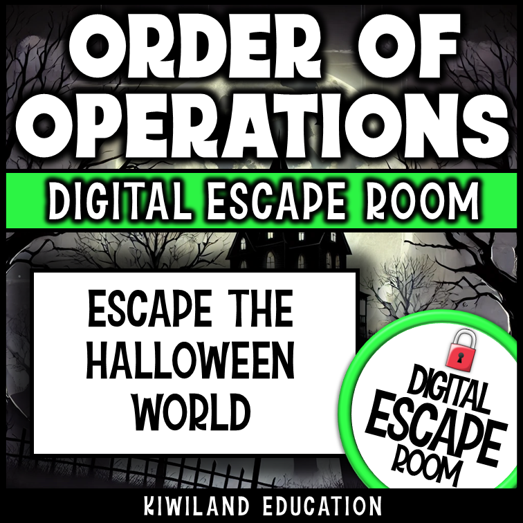 No-prep Halloween order of operations math escape room activity