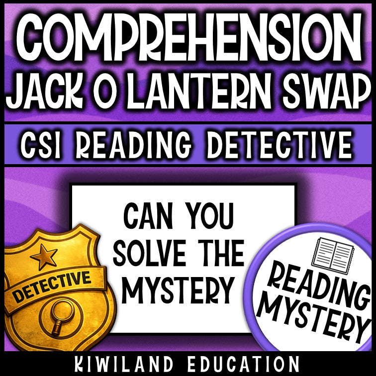 Halloween reading detective mystery comprehension questions, no prep for literacy centers