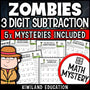 Halloween zombie 3-digit subtraction with regrouping math mystery worksheets cover