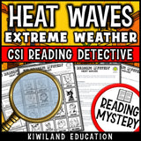 Heat wave CSI reading mystery comprehension questions and suspect lineup